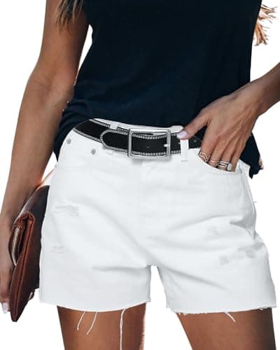 Womens Denim Jean Shorts with Button Pockets for Summer