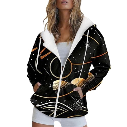 Lolvmvchi Women's Lightweight Printed Zip Hoodie Jacket