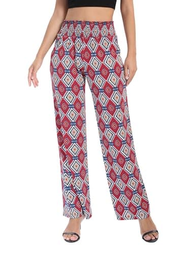 Urban CoCo Women's Boho Wide Leg Pants with Pockets