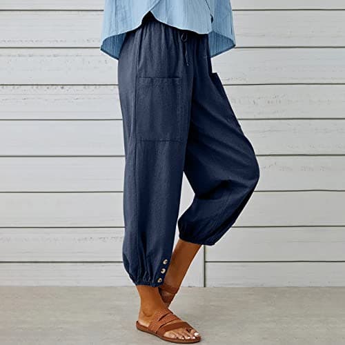 Itsame High Waist Cotton Linen Pants for Women
