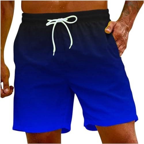 Sunaei Gradient Men's Stretch Jogger Shorts for Summer Beach Wear