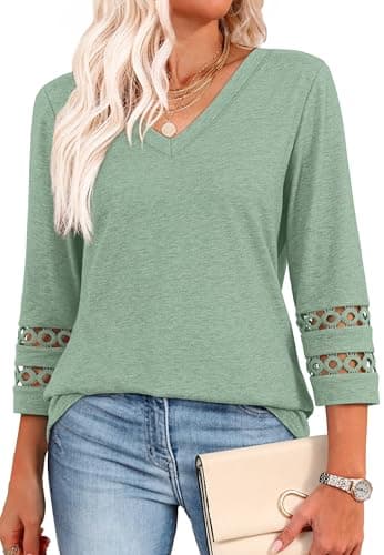 XIEERDUO Women's Trendy V-Neck Casual Tops Summer Clothes