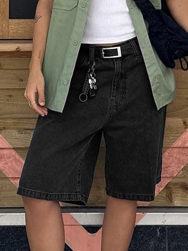 EMMIOL Women's Baggy Jean Jorts Mid-Low Waisted Denim Shorts
