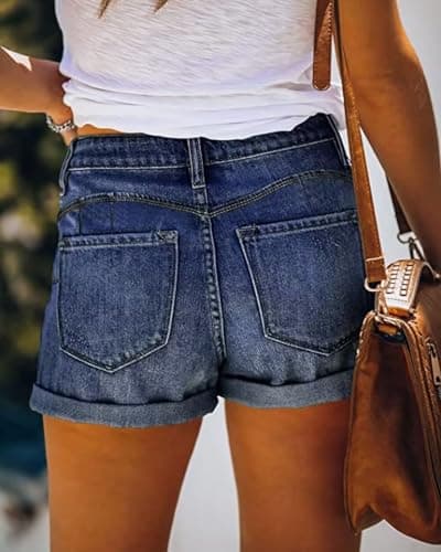 JOCAFIYE Women's High Waisted Ripped Jean Shorts