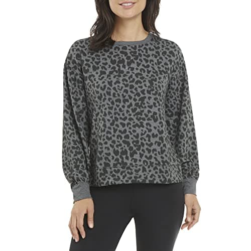 Danskin Women's Cozy Leopard Print Sweatshirt