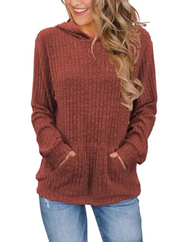 Bosmeer Women's Long Sleeve Shirts with Kangaroo Pocket & Hood Fall Pullovers