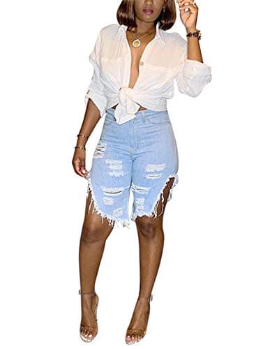 SIAEAMRG High Waisted Womens Summer Stretchy Denim Shorts