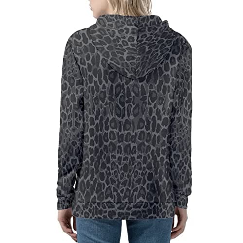 Irisjudy Leopard Print Hooded Sweatshirt with Pocket