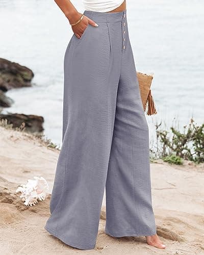 Wide Leg Business Work Pants with Pocket for Women