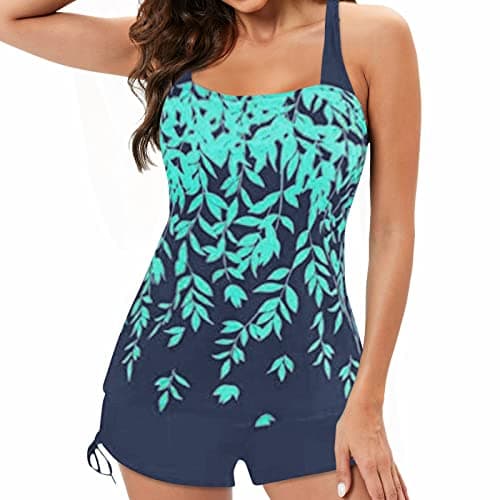 LCMW Women's Flowy Control Top Bikini with Boyshorts