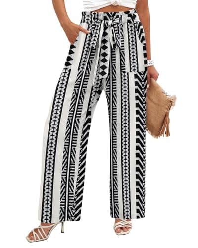 Flowy Women's Wide Leg Pants with Elastic Waist and Pockets, Ideal for Business or Casual Wear