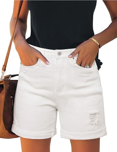 Luvamia Women's High Rise Ripped Denim Shorts