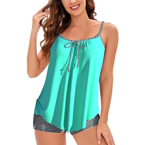 LCMW Women's Flowy Control Top Bikini with Boyshorts