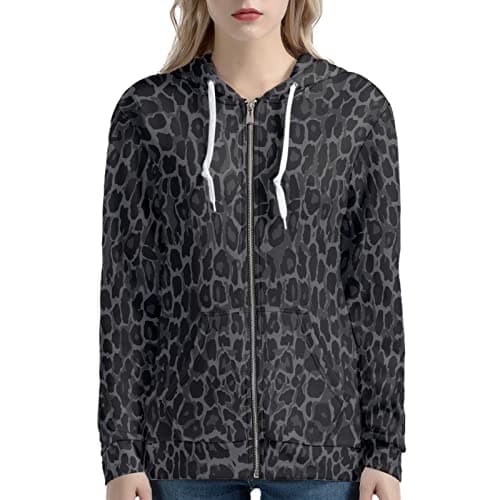 Irisjudy Leopard Print Hooded Sweatshirt with Pocket