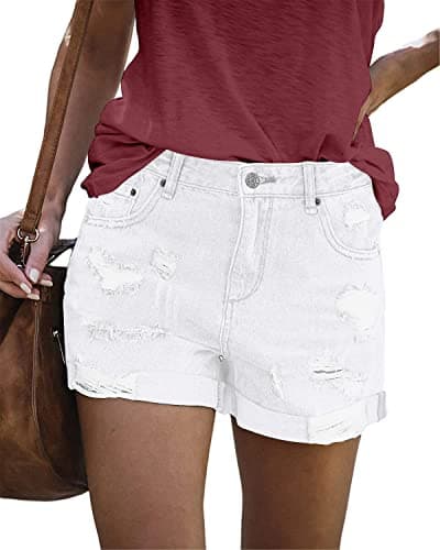 Womens Denim Jean Shorts with Button Pockets for Summer
