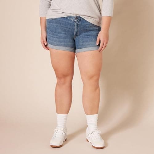 Amazon Essentials Women's Mid-Rise Slim Fit Denim Shorts
