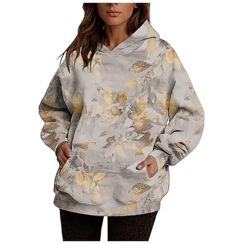 Ceboyel Womens Maple Leaf Camo Oversized Hoodie Trendy Teen Girls Fashion