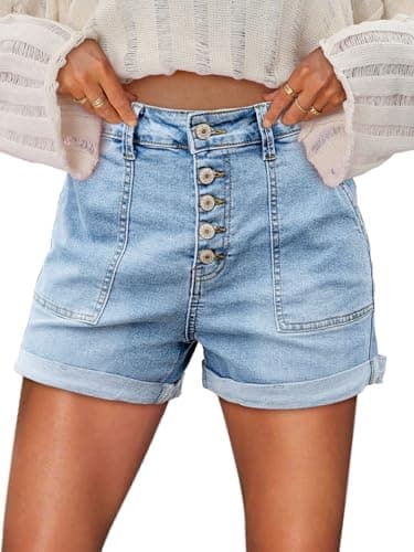 KISSMODA High-Waisted Ripped Denim Shorts for Women