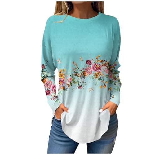 Shusuen 2024 Casual Crewneck Printed Tops for Women