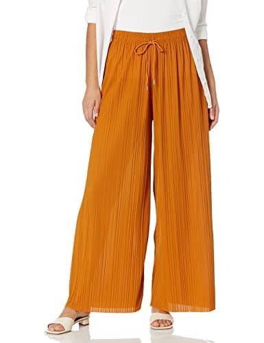 Johnny Women's Pleated Wide Leg Palazzo Pants with Drawstring