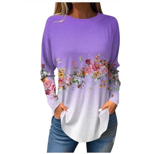 Shusuen 2024 Casual Crewneck Printed Tops for Women
