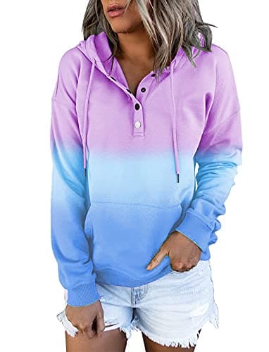 Women's Button Down Hooded Sweatshirts with Pockets