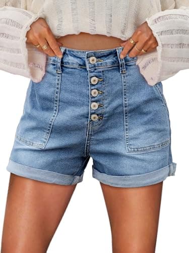 KISSMODA High-Waisted Ripped Denim Shorts for Women
