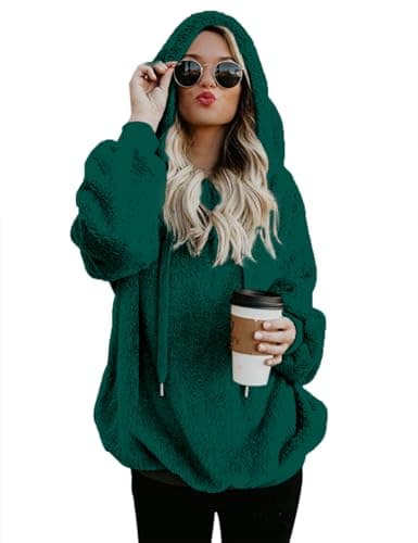 Romanstii Women's Casual Double Fuzzy Sweatshirt Hoodie Outwear S-XXL