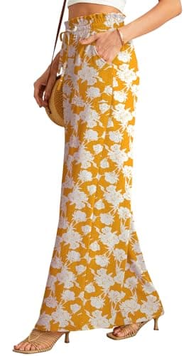 JINKESI Women's High-Waist Wide Leg Loose Pants with Adjustable Ties