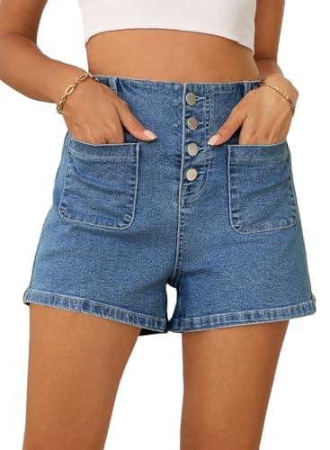 Sidefeel Women's High-Waisted Denim Shorts