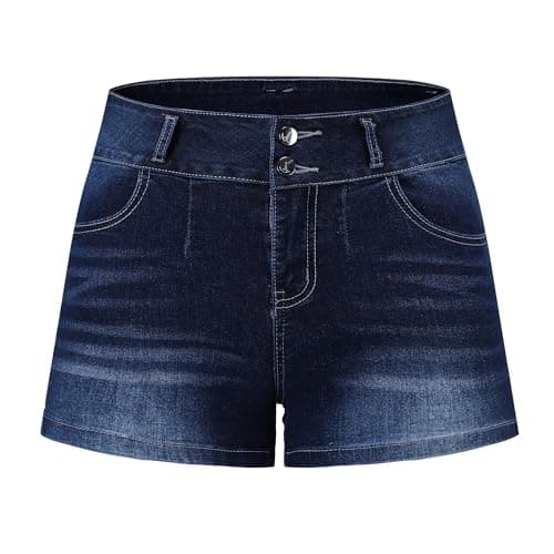 Thunder Star Women's Mid Rise Ripped Stretch Denim Shorts