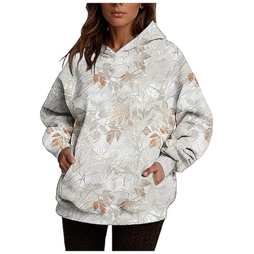 Ceboyel Womens Maple Leaf Camo Oversized Hoodie Trendy Teen Girls Fashion