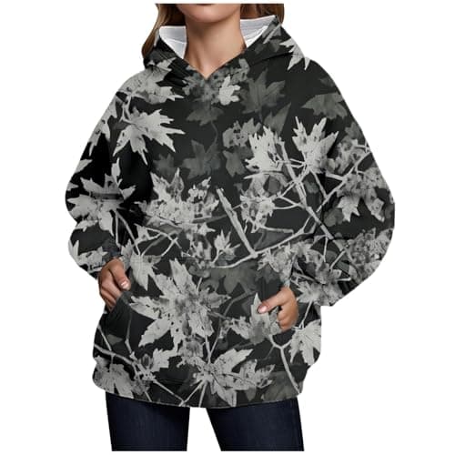 Weinexra Women's Oversized Camo Maple Leaf Hoodie