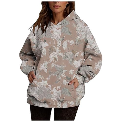 Ceboyel Womens Maple Leaf Camo Oversized Hoodie Trendy Teen Girls Fashion
