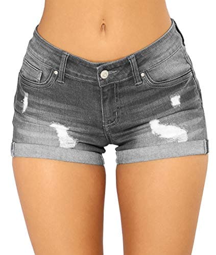 Gozilla Women's Casual Summer Mid Waist Stretchy Denim Jeans Shorts