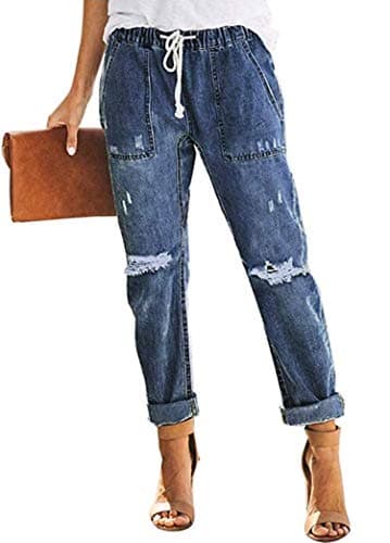 Metietila Women’s Casual Distressed Stretch Jean Denim Pants