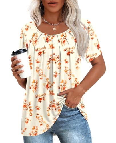 Anymeet Women's Summer Pleated Tunic Shirts M-3XL