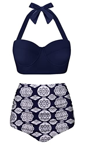 Vintage Polka Dot High Waisted Bikini Set for Women
