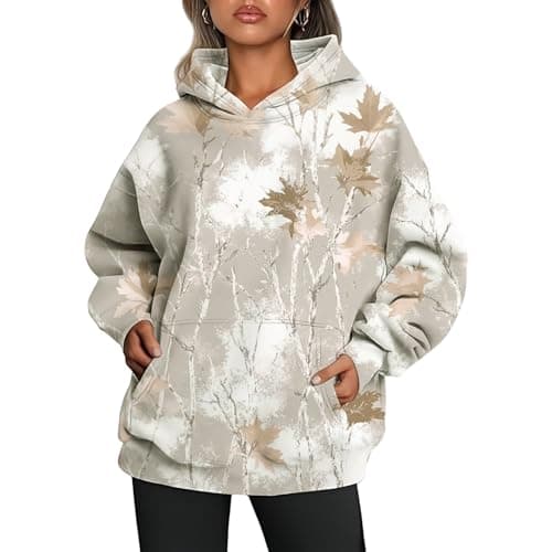 Weinexra Women's Oversized Camo Maple Leaf Hoodie