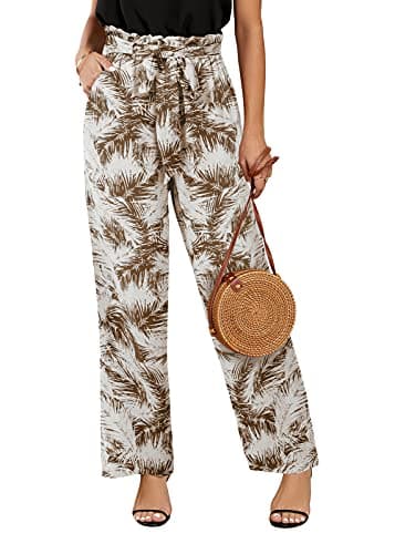 SySea Women's High Waisted Leopard Print Belted Palazzo Pants with Pockets