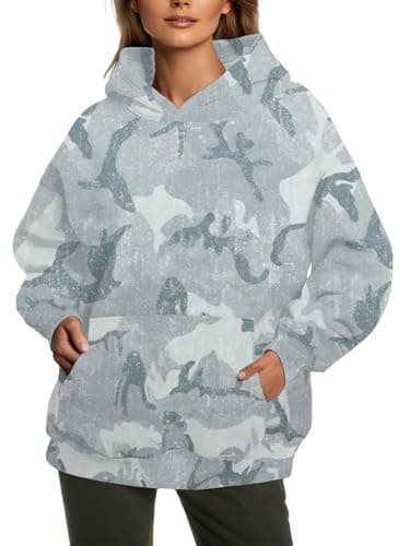 Peassa Women's Camo Oversized Hoodie Sweatshirt with Tree Leaf Graphic