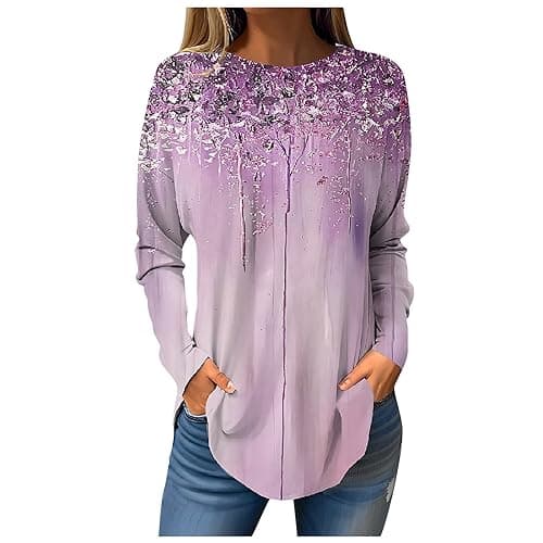 Shusuen 2024 Casual Crewneck Printed Tops for Women