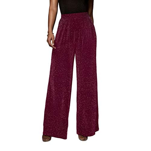 GUOLEZEEV Women's High Elastic Waist Wide Leg Palazzo Casual Trouser