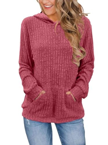 Bosmeer Women's Long Sleeve Shirts with Kangaroo Pocket & Hood Fall Pullovers