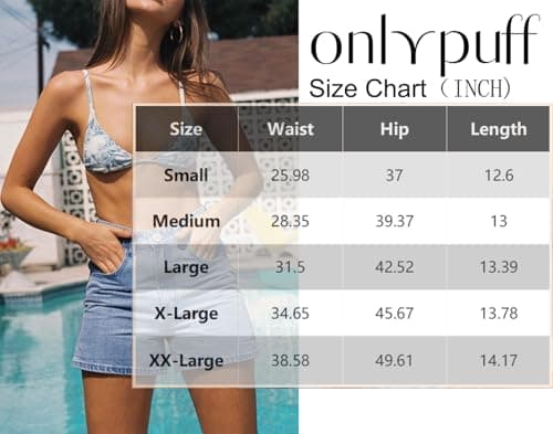 OnlyPuff Women's Ripped Mid-Waisted Denim Shorts