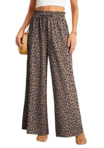 JINKESI Women's High-Waist Wide Leg Loose Pants with Adjustable Ties