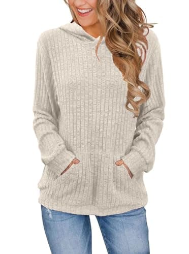 Bosmeer Women's Long Sleeve Shirts with Kangaroo Pocket & Hood Fall Pullovers