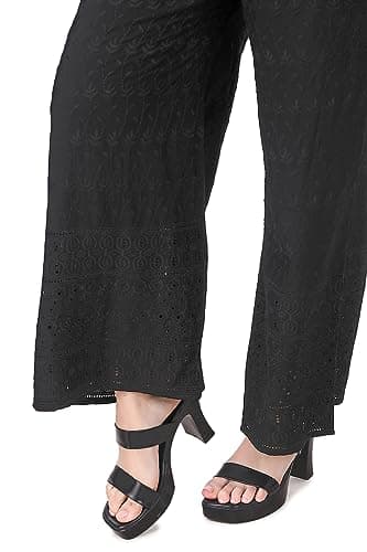 Elegant Ladyline Rayon Embroidered Palazzo Pant with Elastic Closure
