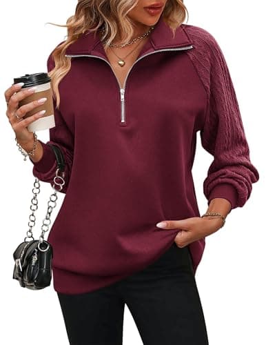 Women's Quarter Zip Fleece Pullover Sweatshirt