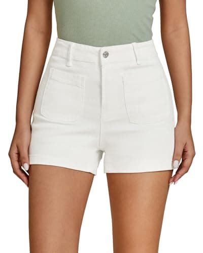 Luvamia High Waisted Women's Denim Shorts with Pockets Casual Summer Stretch Cutoff